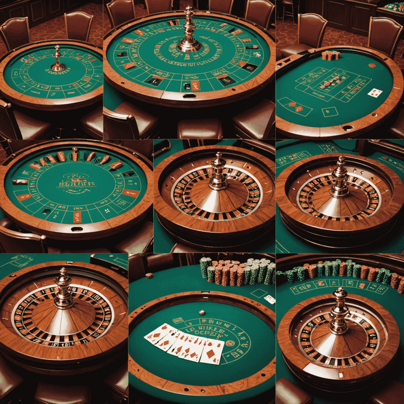 Collage of various social casino game interfaces, showing poker tables, slot machines, and roulette wheels