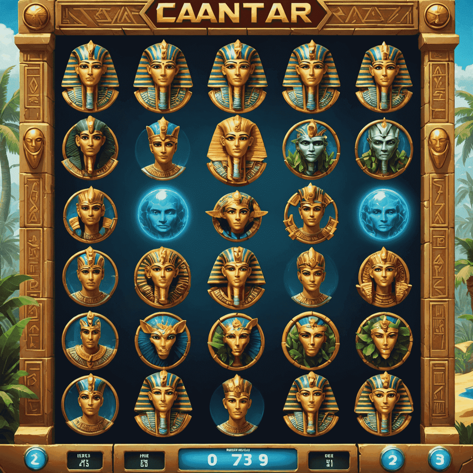 A showcase of diverse slot game thumbnails, displaying various themes like ancient Egypt, jungle adventures, and futuristic sci-fi, all available for free play